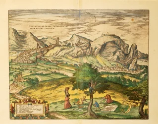 Kort over Terracina, Lazio-regionen fra verdenskort af Georg Braun