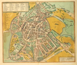 Kort over Vicenza fra Civitates Orbis Terrarum af Georg Braun