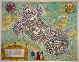 Kort over byen Lille fra "Civitates Orbis Terrarum" af Georg Braun (1541-1622) og Frans Hogenberg (1535-1590) Omkring 1572-1617. paris, B.N.