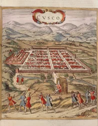 Peru, by Cuzco, gravering af Georg Braun