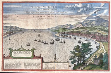 Detroit af Messina, mellem Sicilien og Calabrien (Italien) (gravering