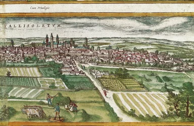 Landbrugsjord nær Valladolid, i USA, af Franz HOGENBERG (1535-1590)