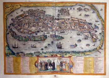 Udsigt over Venedig fra Atlas "Civitates Orbis Terrarum" af Braun og Hogenberg