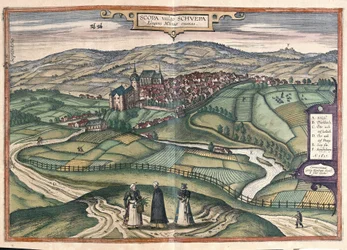 Zschopau, Sachsen, Tyskland (gravering