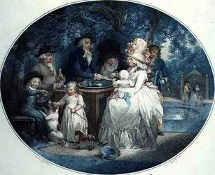 En tehave, graveret af Francois David Soiron (f.1764), udgivet af T. Gaugain.