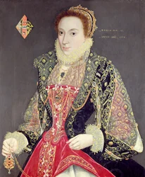 Mary Denton, født Martyn, 15 år gammel i 1573 (olie på panel)