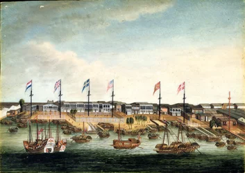 The Hongs at Canton, før 1820 (olie på elfenben)
