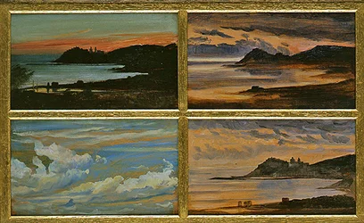 Fire kystscener (olie på træ)