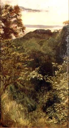 The Glen, Naworth, Cumbria (olie på panel)