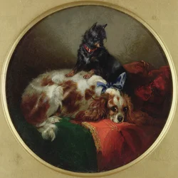 Blenheim Spaniel og Terrier, Maleri efter J.F. Sild (1795-1865)