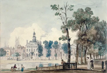Udvendigt billede af Old Bethlehem Hospital, Moorfields, City of London, 1811