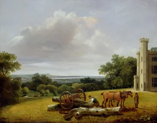 Lastning af en tømmervogn ved Cave Castle, Yorkshire