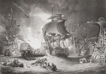 The Battle of the Nile, 1. august 1798, fra `Illustrationer af engelsk og skotsk historie