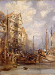 Grey Horse Inn, Quayside, Newcastle upon Tyne (olie på lærred)