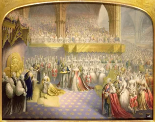 Hendes Allernådigste Majestæt dronning Victoria (1819-1901) modtager sakramentet ved sin kroning, 28. juni 1838