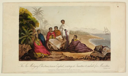 De seks madagaskiske kristne (nu i England), der venter i Tamatave på at gå om bord til Mauritius
