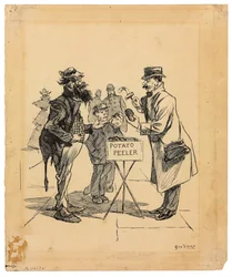 Gadehandler, ca. 1895 (blæk på papir)