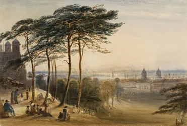 Greenwich fra Observatory Hill, ca. 1850 (akvarel)