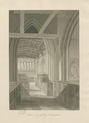 Interiør af Leigh Church: sepia tegning