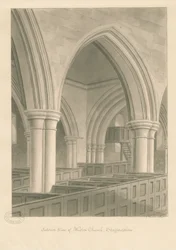 Interiør af Weston-on-Trent Church: sepia-tegning, 1841