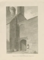 Pillaton Hall - Kapel Indgang: sepia tegning
