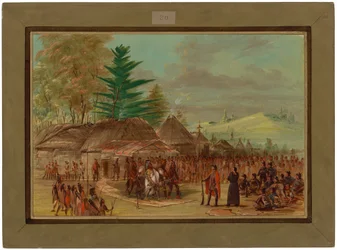 Høvdingen for Taensa-indianerne modtager La Salle. 20. marts 1682