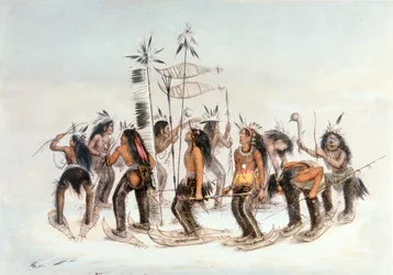 Chippewa Snowshoe Dance, ca. 1835 (akvarel på papir)