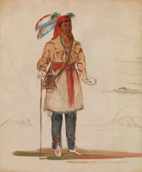 Ee-tów-o-kaum, begge sider af floden, høvding for stammen, 1836.