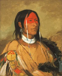 Eeh-tow-wées-ka-zeet, Han der har øjne bag sig også kendt som Broken Arm, a Foremost Brave, 1832.