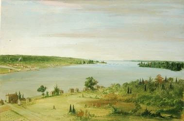 Sault Ste. Marie, med den amerikanske garnison i det fjerne