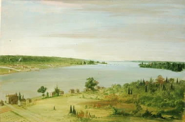 Sault Ste. Marie, viser den amerikanske garnison i det fjerne, 1836-1837.