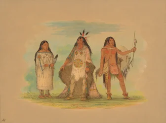 Tre Minatarree-indianere, 1861.