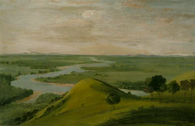 Udsigt over krydset mellem den røde flod og den falske Washita, i Texas, 1834-1835.