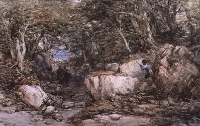 Forest Glen med rejsende, der nærmer sig et baghold