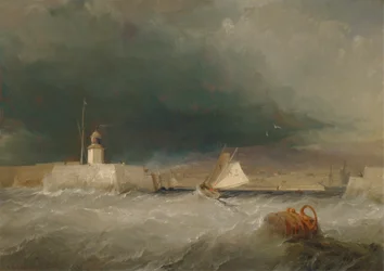 Havn på en stormfuld dag