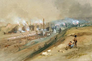 Dowlais Ironworks (akvarel på papir)