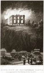 Nottingham Castle i brand, set fra syd, 1831