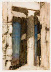 Døren til Parthenon (kul, akvarel og gouache på papir)