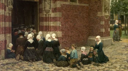 Højmesse i en fiskerlandsby ved Zuiderzee, Holland, 1876