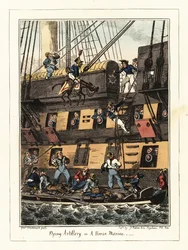 En milits dragon straffet i Santiago, Kap Verde, 1828 (litografi)