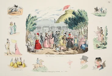 The Morning Promenade, pub. 1833 (håndfarvet gravering)