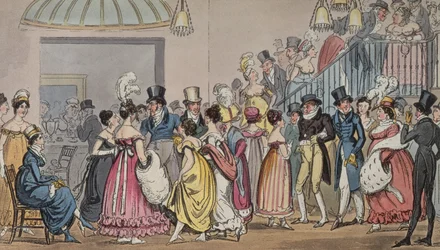 Tom og Jerry in the Saloon at Covent Garden, fra Life in London af Pierce Egan, 1821 (farvet akvatint)