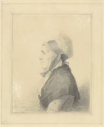 Portræt af en ældre dame, 1796 (grafit, blæk & wc på papir)