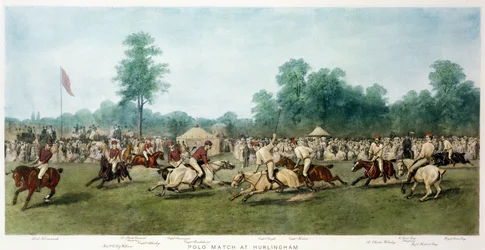 Polokamp i Hurlingham mellem Horse Guards (blå) og holdet fra Monmouthshire, 7. juli 1877