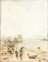 North Shields Fish Quay (olie på lærred)