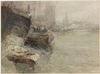 North Shields Fish Quay (akvarel og blyant på papir)