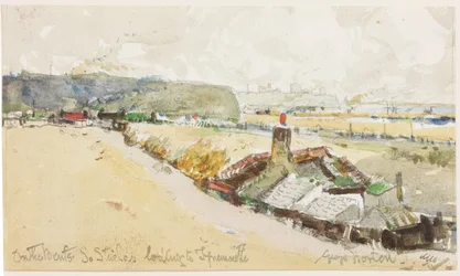 On the Bents, South Shields, Looking to Tynemouth (blyant og akvarel på papir)