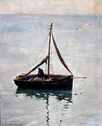 Mending the Nets, ca. 1910 (olie på lærred)