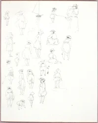 Uden titel - Figurstudier fra bagsiden