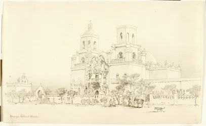 Uden titel (overførselstegning til San Xavier-missionen, Tucson, Arizona)
